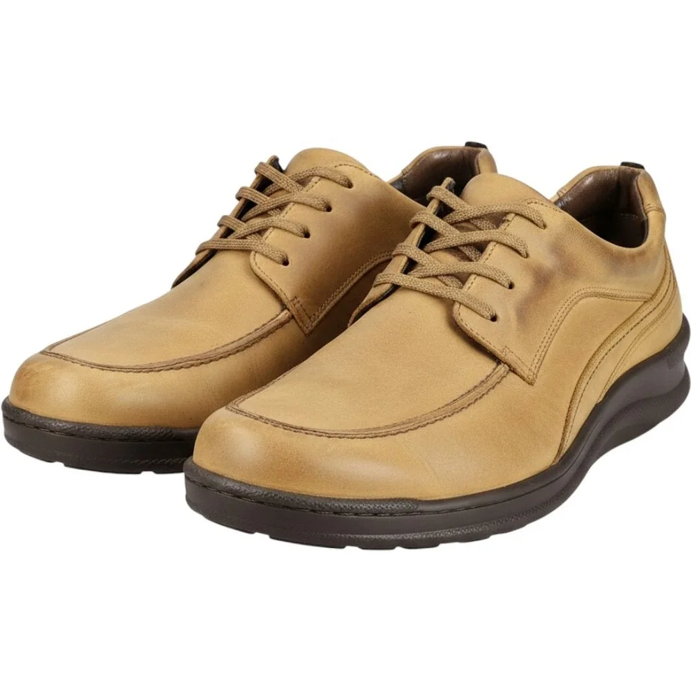 SAS‎ Move On Mens 12.5 S Camel Brown Leather Lace Up Walking Comfort Shoes Work